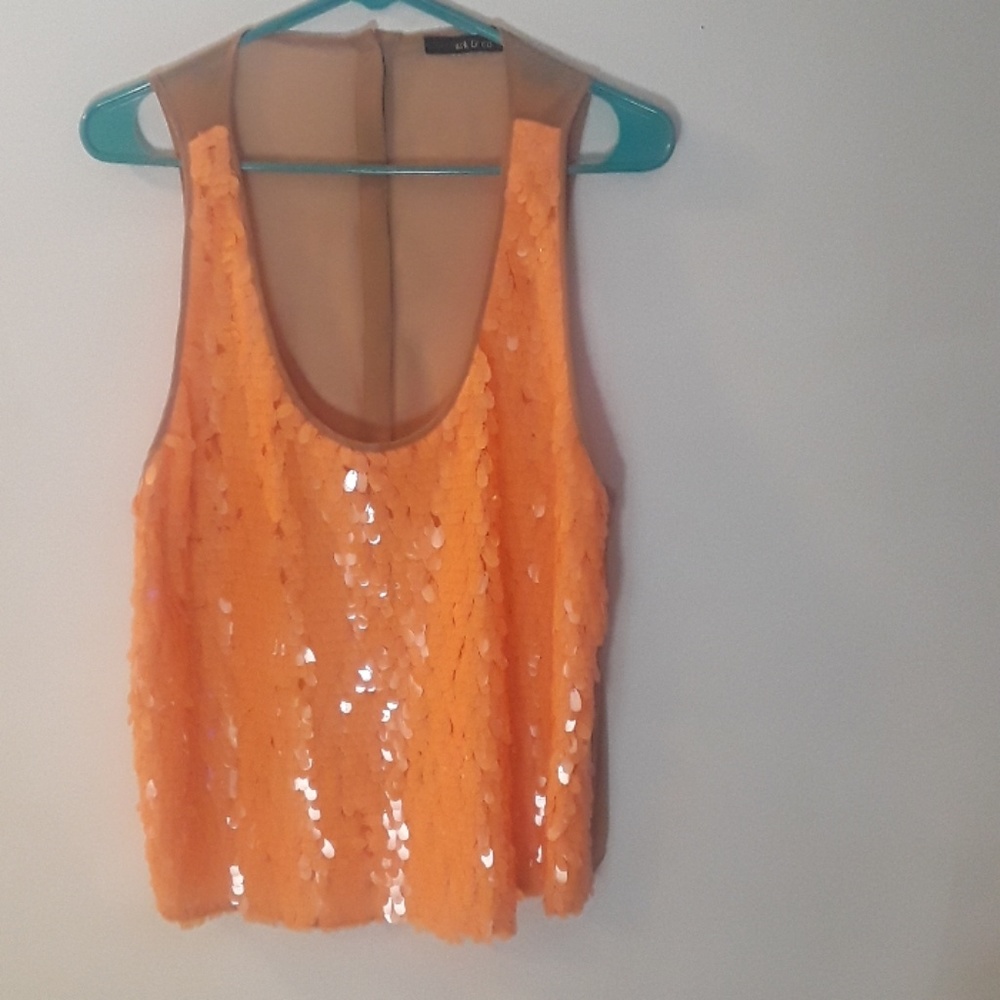 Orange Sequin Ark & Co. Tank Top